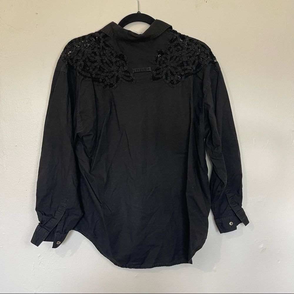 Vintage Black Lace Together! Long Sleeve Top - Picture 2 of 6